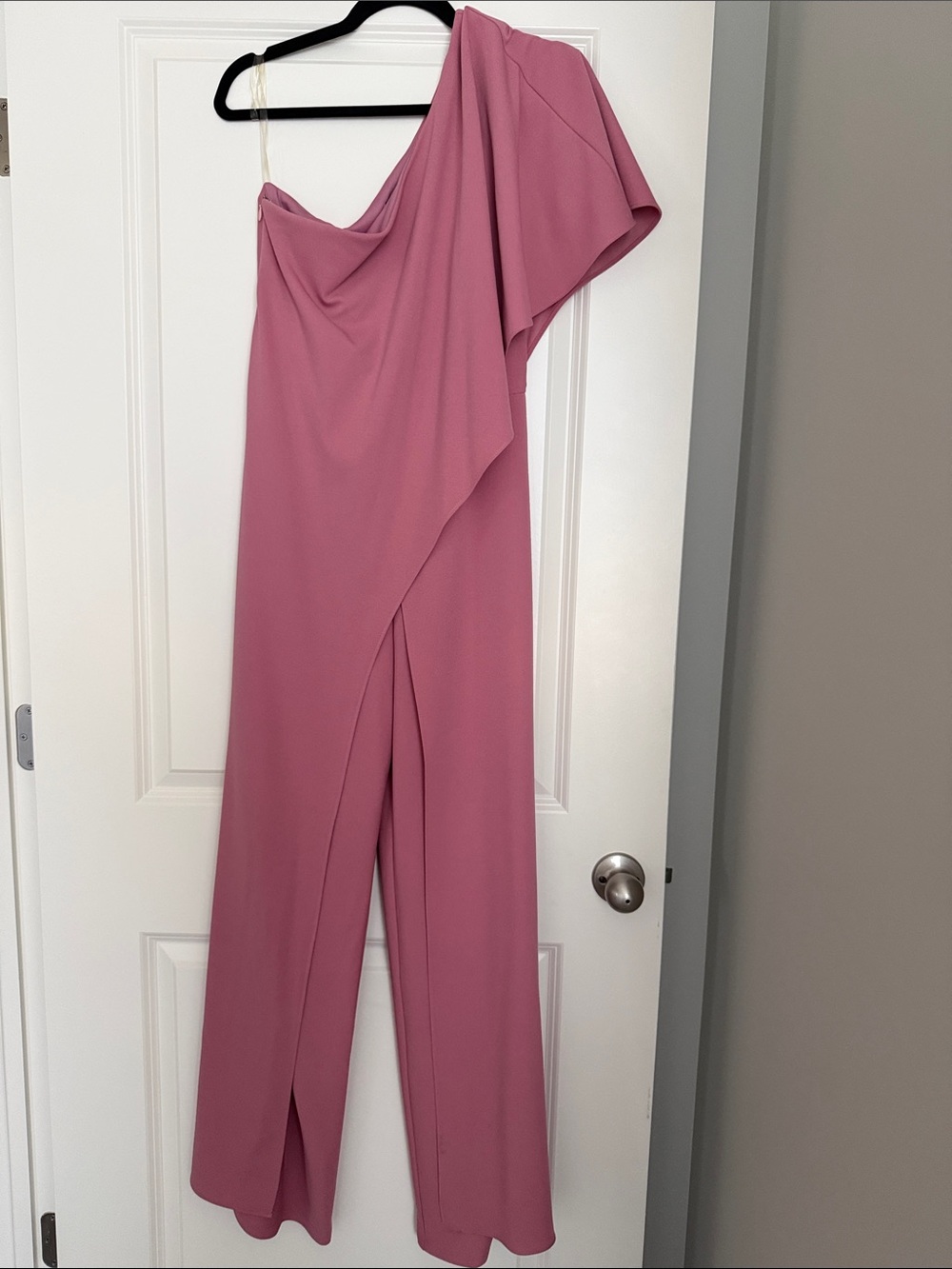 MARINA One-Shoulder Mauve Wide-Leg Jumpsuit